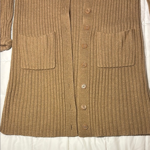 Forever 21 Light Brown Long Cardigan with Ribbed Knit Pattern Size S - Picture 3 of 9